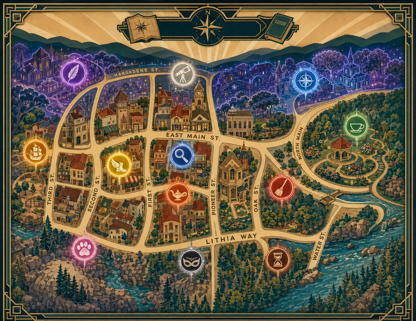 A map of Ashland, Oregon